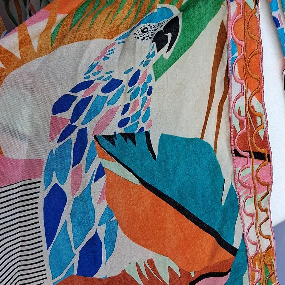 Taj By Sabrina Crippa Tres Marias Orange Kimono Cardigan S Tropical Resortwear - Picture 8 of 17